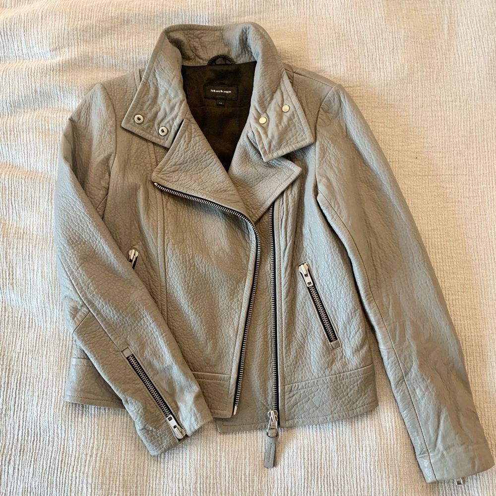 Mackage Gray Leather Jacket